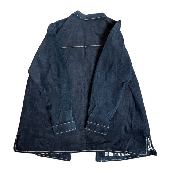 QVC Dialogue women burnout black washable leather suede size 1X lined Shacket - Picture 2 of 12